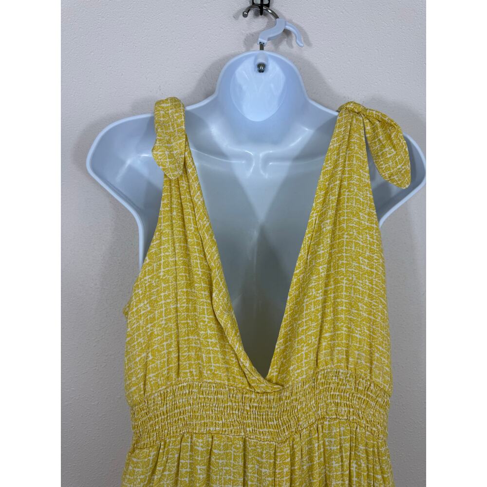 Shinestar NWT Yellow Tie Shoulder Wide Leg Resort Jumpsuit Large - Picture 6 of 8